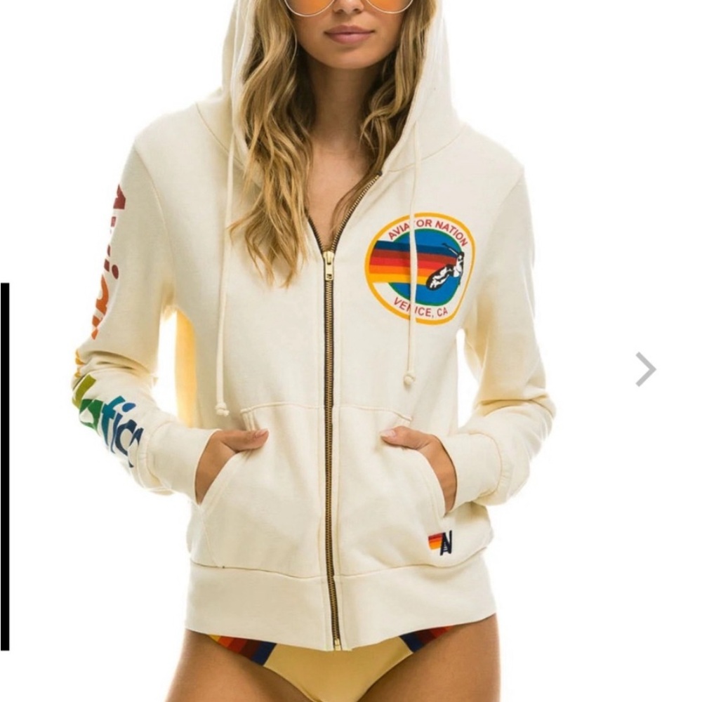 AVIATOR NATION HOODIE - VINTAGE WHITE